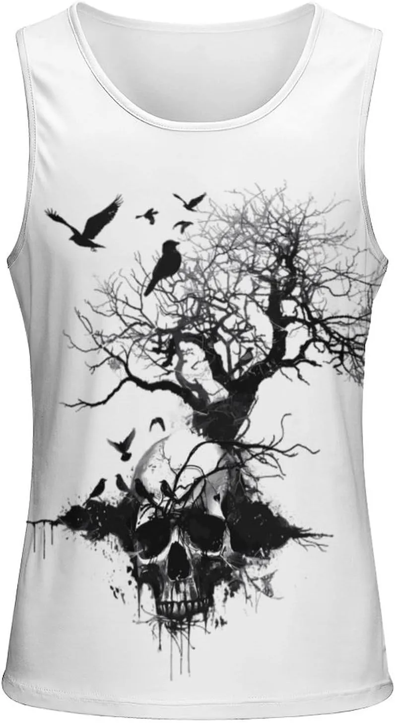 Skull Tree Men's Tank Top Sleeveless T-Shirt Pullover Vest Shirts Gym Workout Beach Funny
