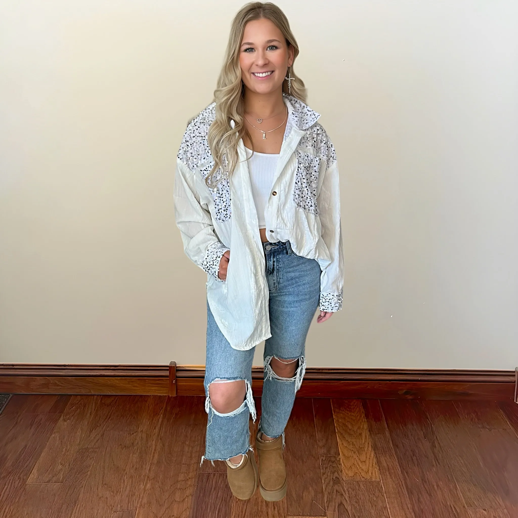 Sparkle me Velvet Button Down