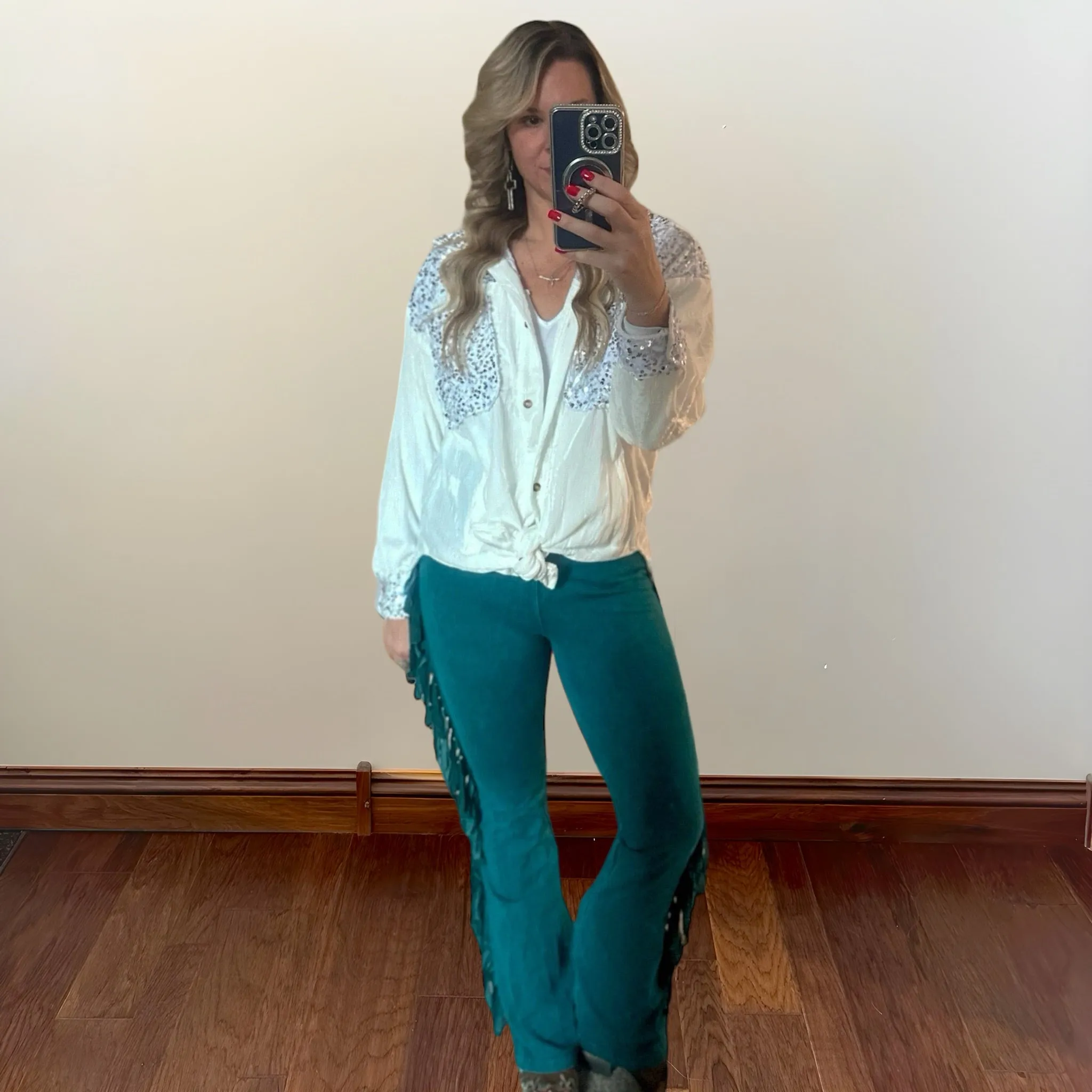 Sparkle me Velvet Button Down