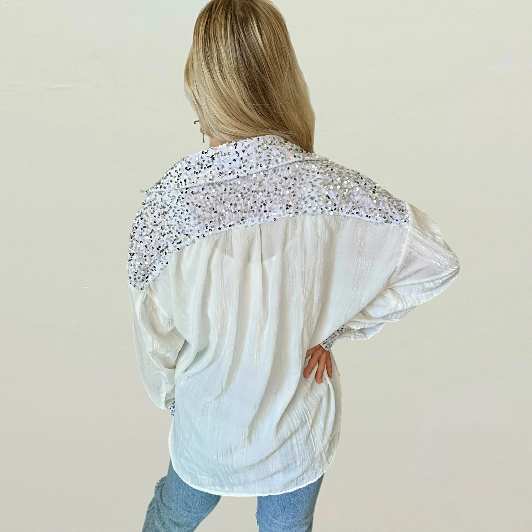 Sparkle me Velvet Button Down