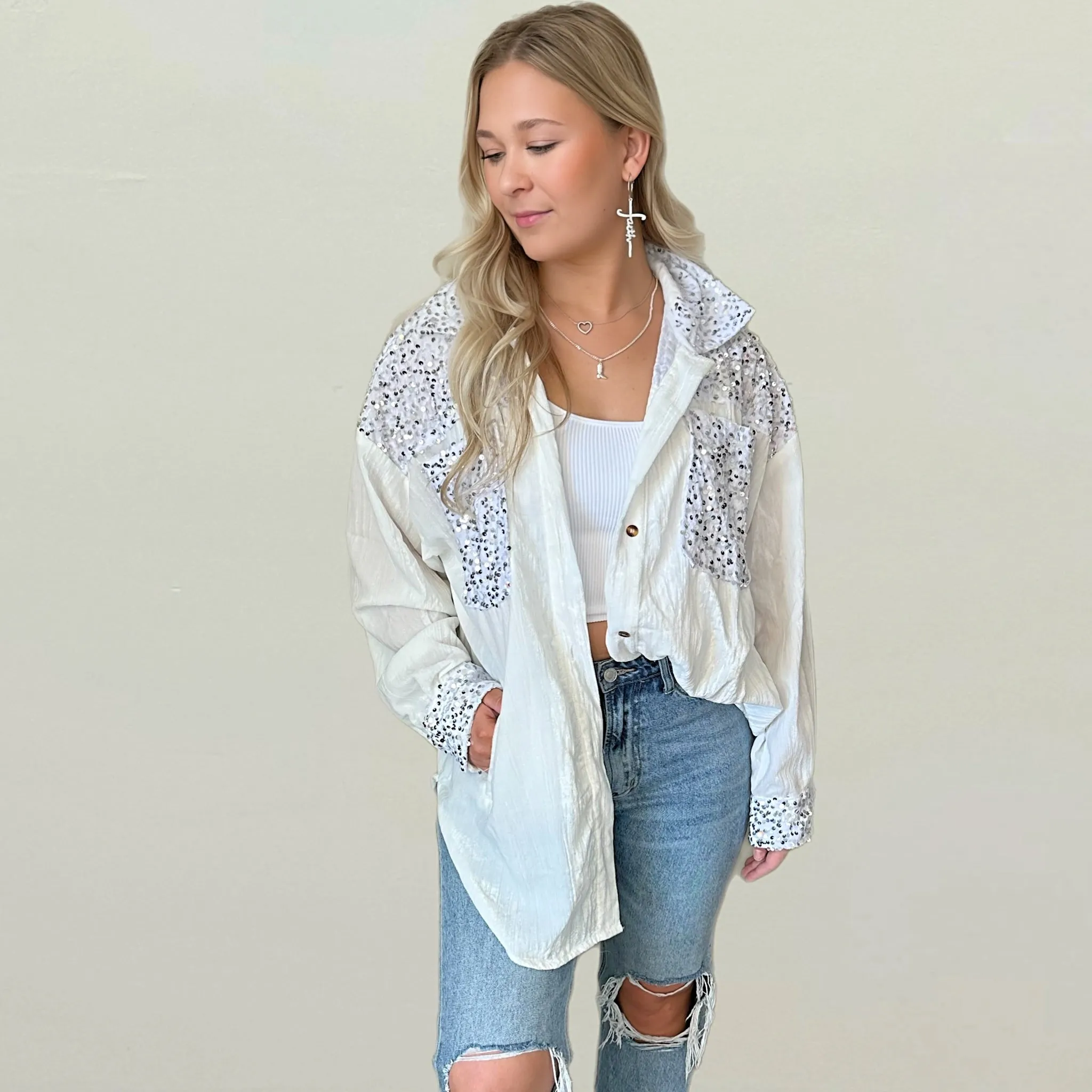 Sparkle me Velvet Button Down