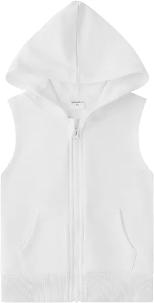 Spring&Gege Boys Full Zip Sleeveless Hooded Vest Basic Zipper Tank Tops Sweatshirt with Pockets