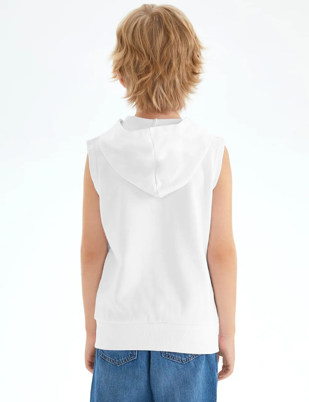 Spring&Gege Boys Full Zip Sleeveless Hooded Vest Basic Zipper Tank Tops Sweatshirt with Pockets