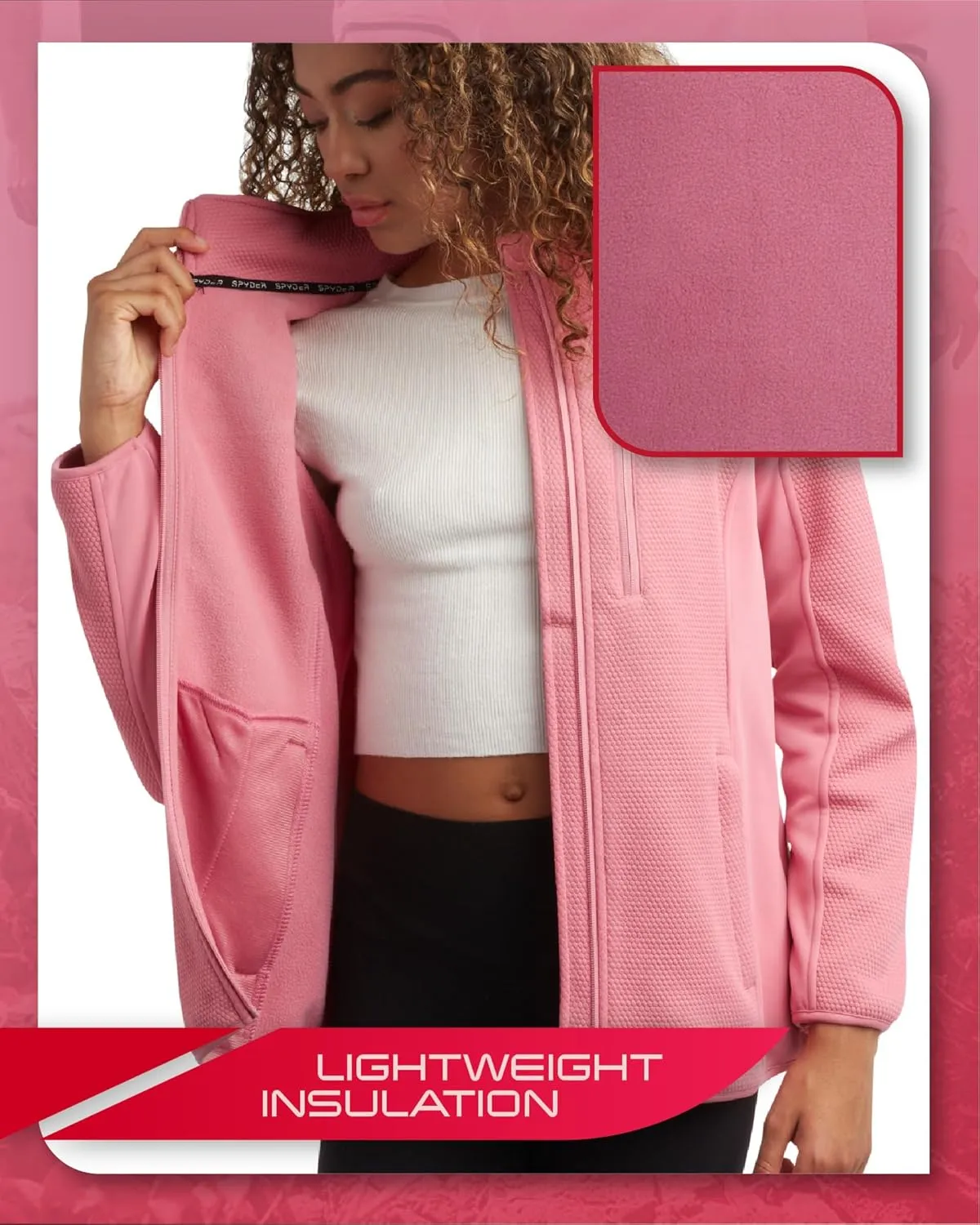 Spyder Women's Active Performance Fleece Jacket - Full Zip Lightweight Wind Resistant Windbreaker Sweater Jacket (Sizes:S-XL)