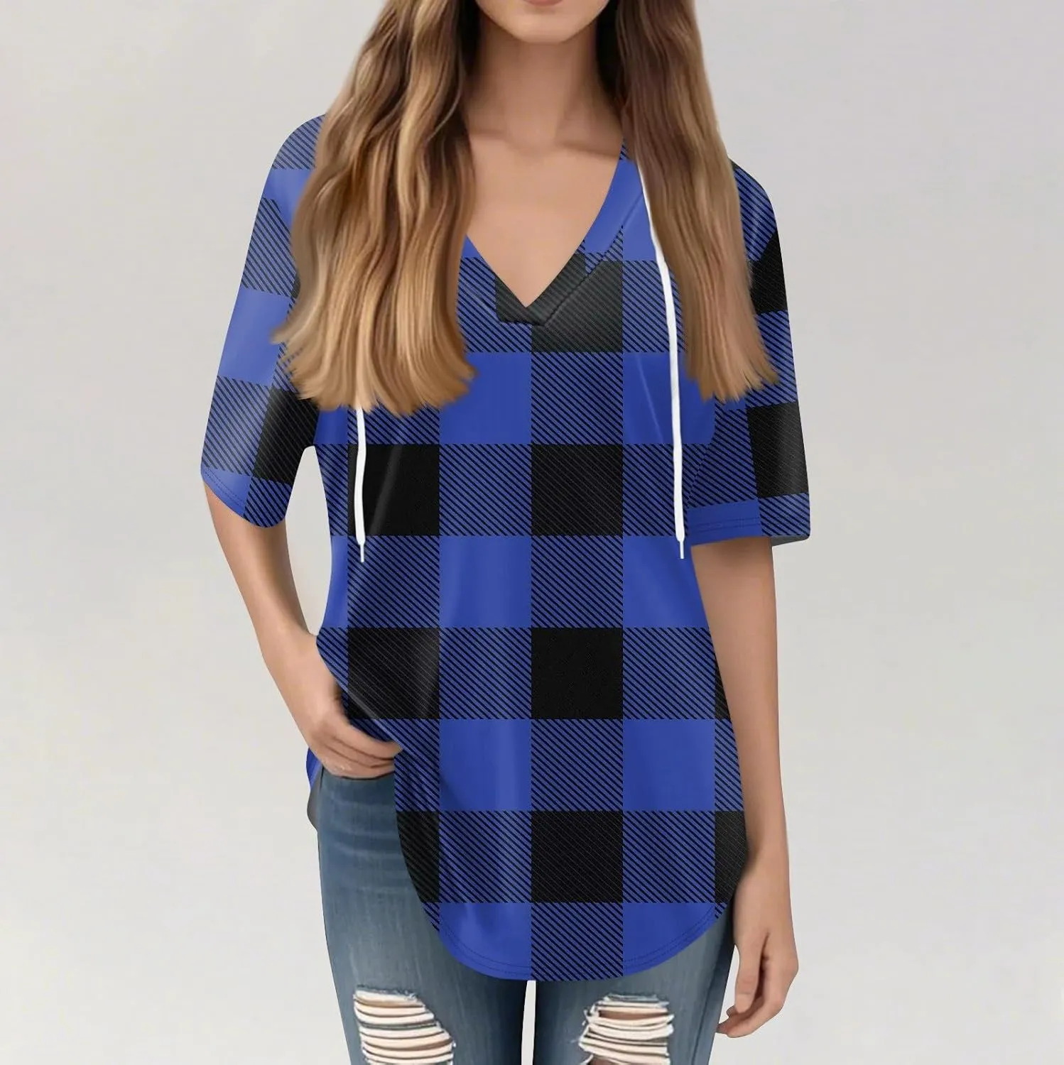 Summer Tops for Women 2025 Trendy V-Neck Tees Outfits Casual Puff Short Sleeve Blouses Hoodie Tunic Tops Printed Tshirts