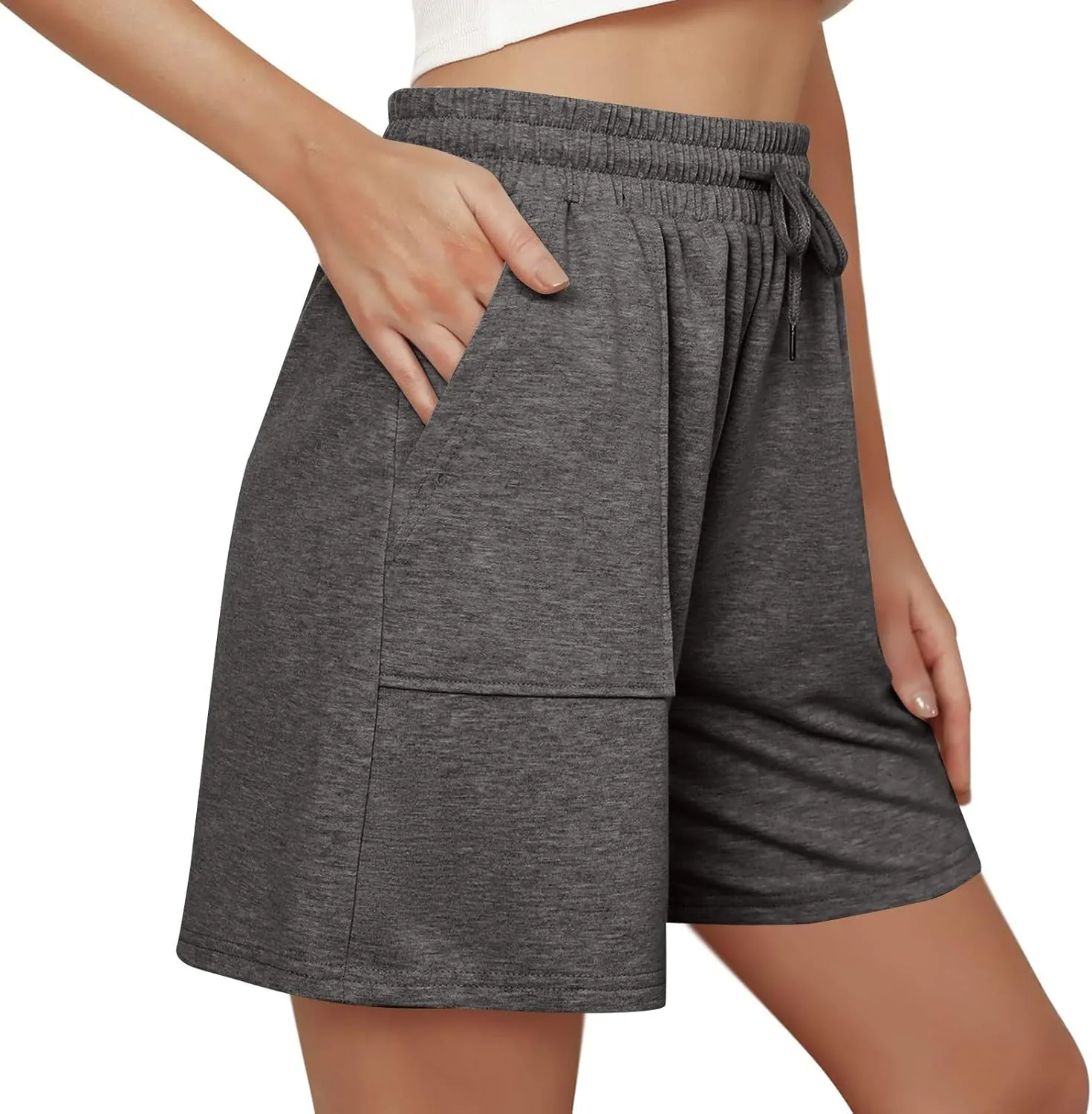 Sweat Shorts Women Loose Fit Drawstring Waist Bermuda Shorts with Pockets Comfy Casual Athletic Workout SweatShorts