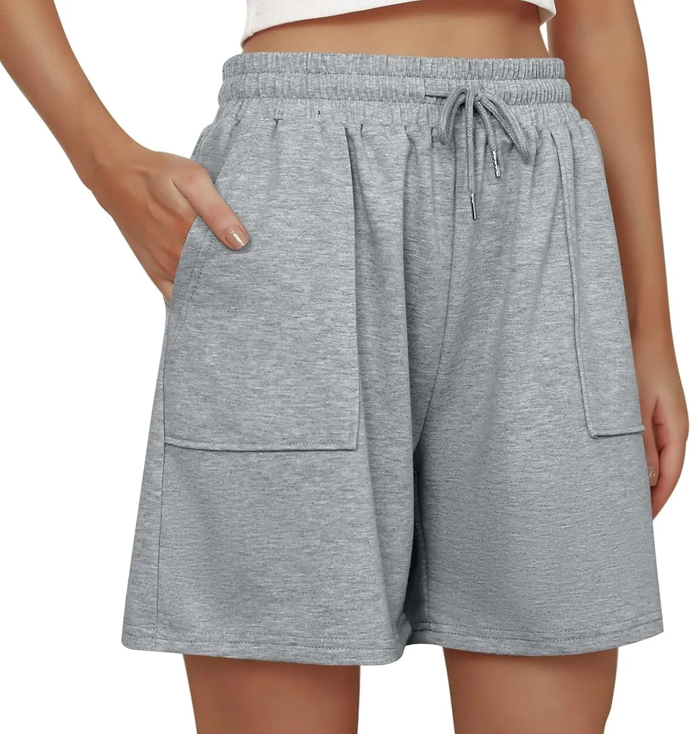 Sweat Shorts Women Loose Fit Drawstring Waist Bermuda Shorts with Pockets Comfy Casual Athletic Workout SweatShorts