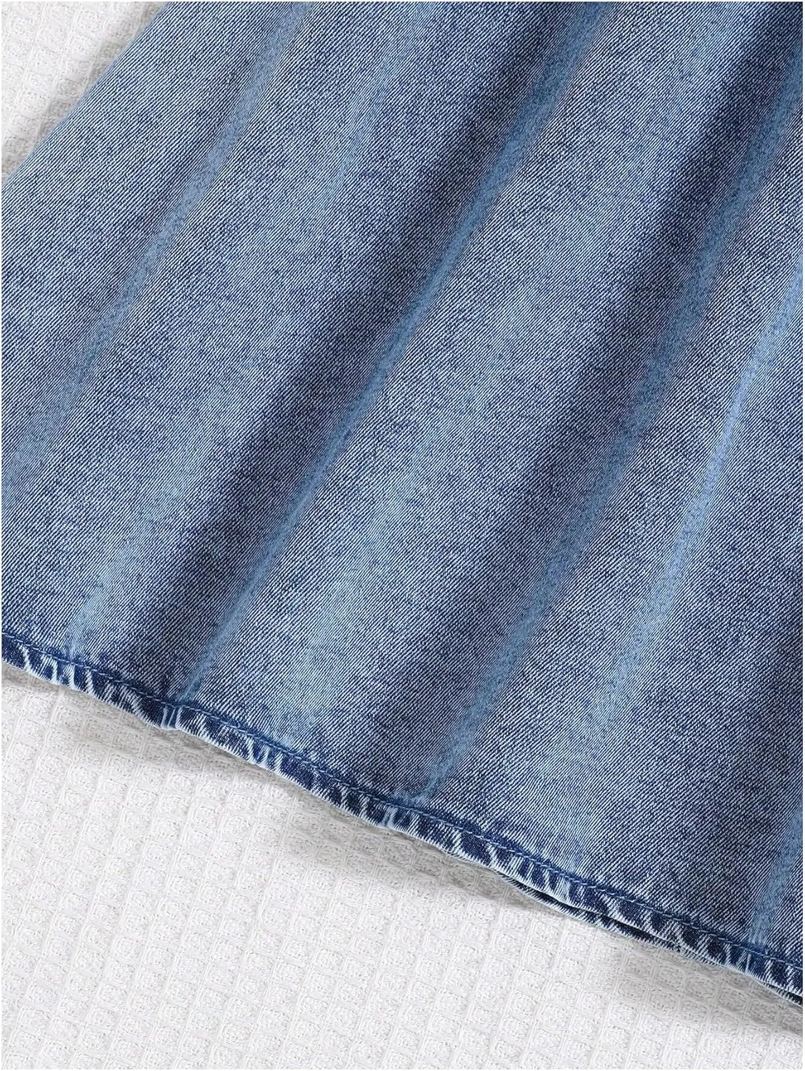 SweatyRocks Girl's Bow Denim Skirts Button Front Elastic High Waist Pleated A Line Jean Skirts