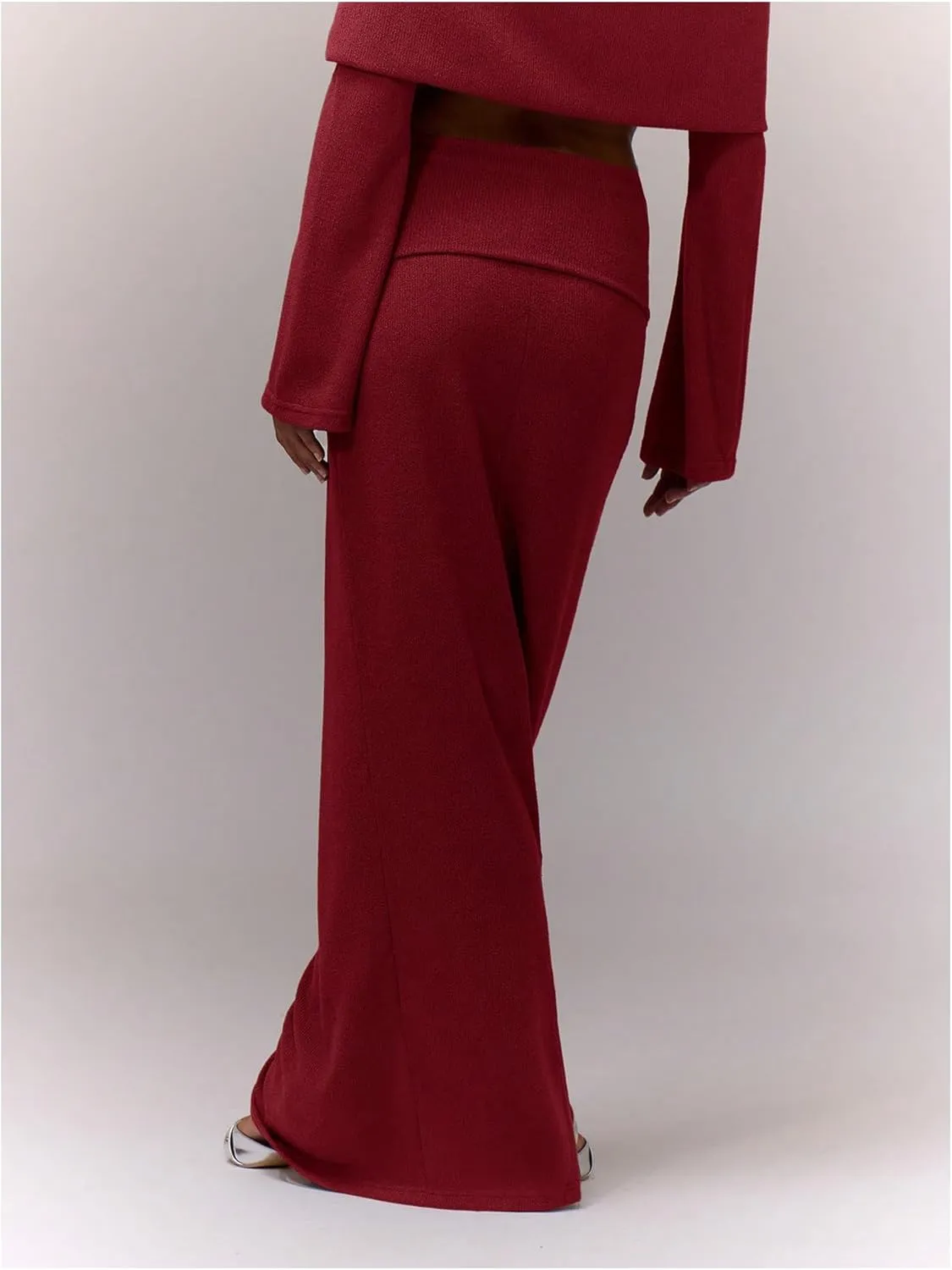 SweatyRocks Women's Low Waisted Maxi Skirts Fold Long Fall Split Skirt