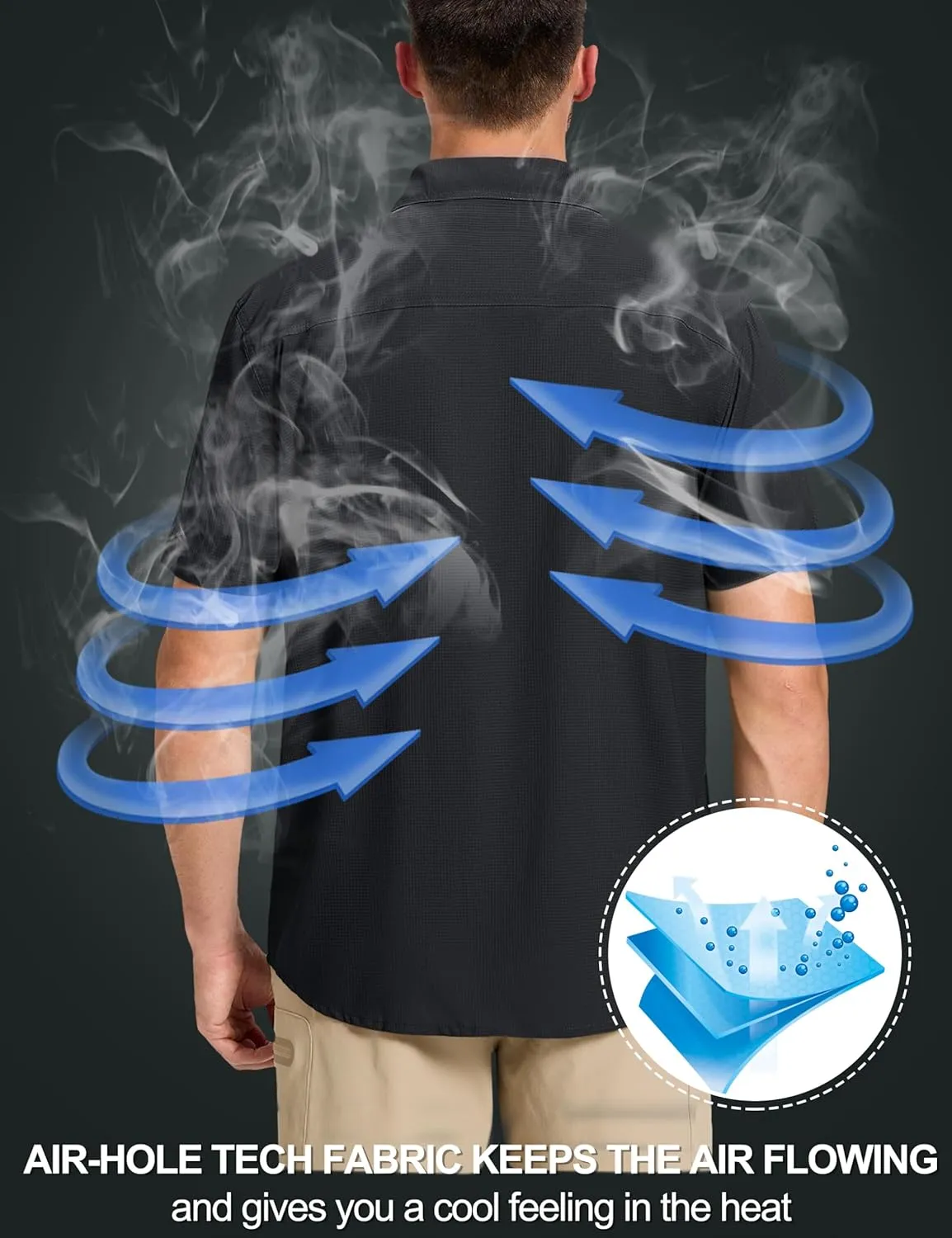 TACVASEN Fishing Shirts for Men Cool Hiking Shirt Button Up Short Sleeve SPF UPF 50  Sun Shirt Quick Dry for Tactical