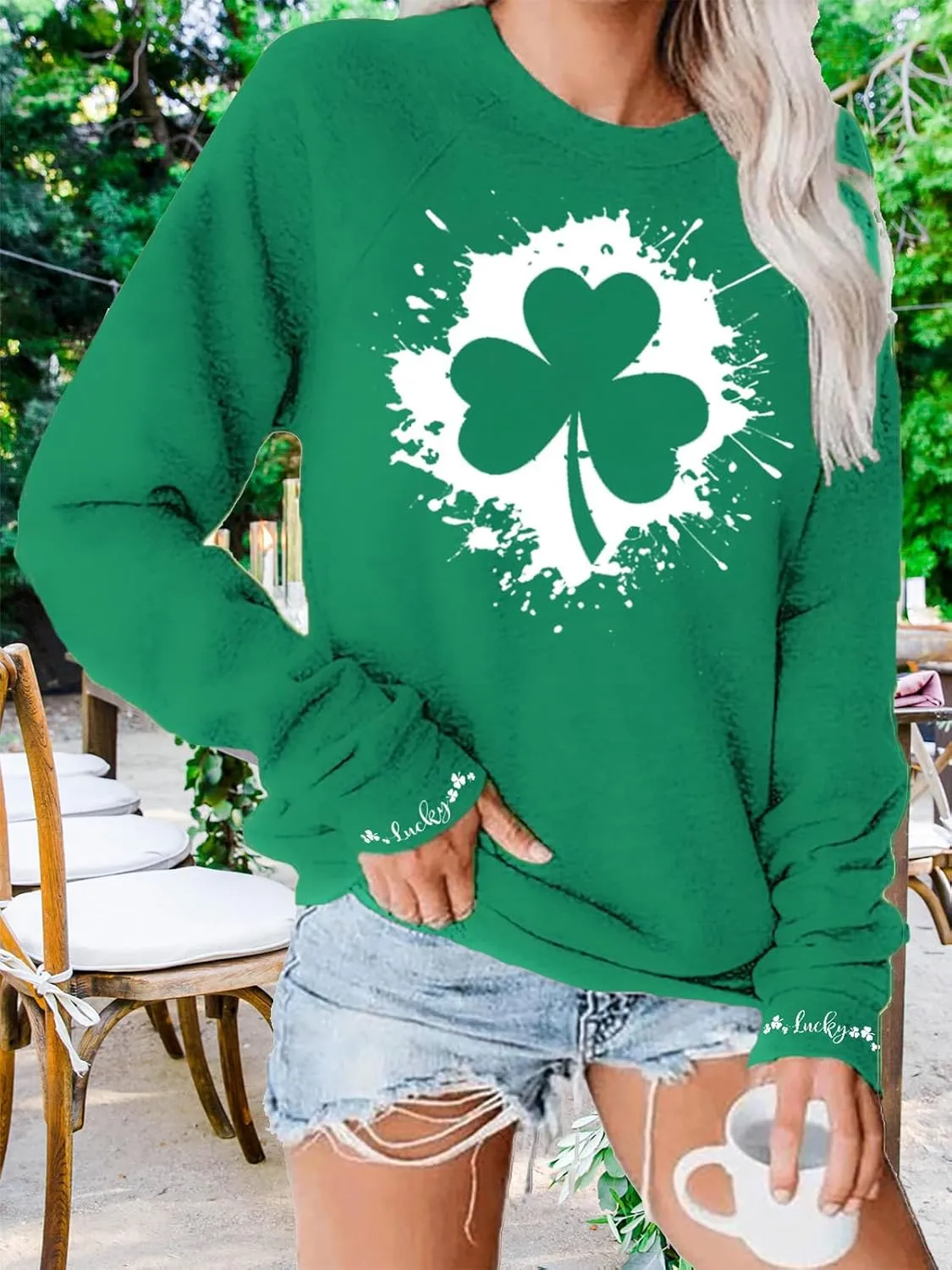 tiqwova Women Vintage Printed Long Sleeve Pullover Sweatshirt, Loose Caual Shirt Tops for Womens