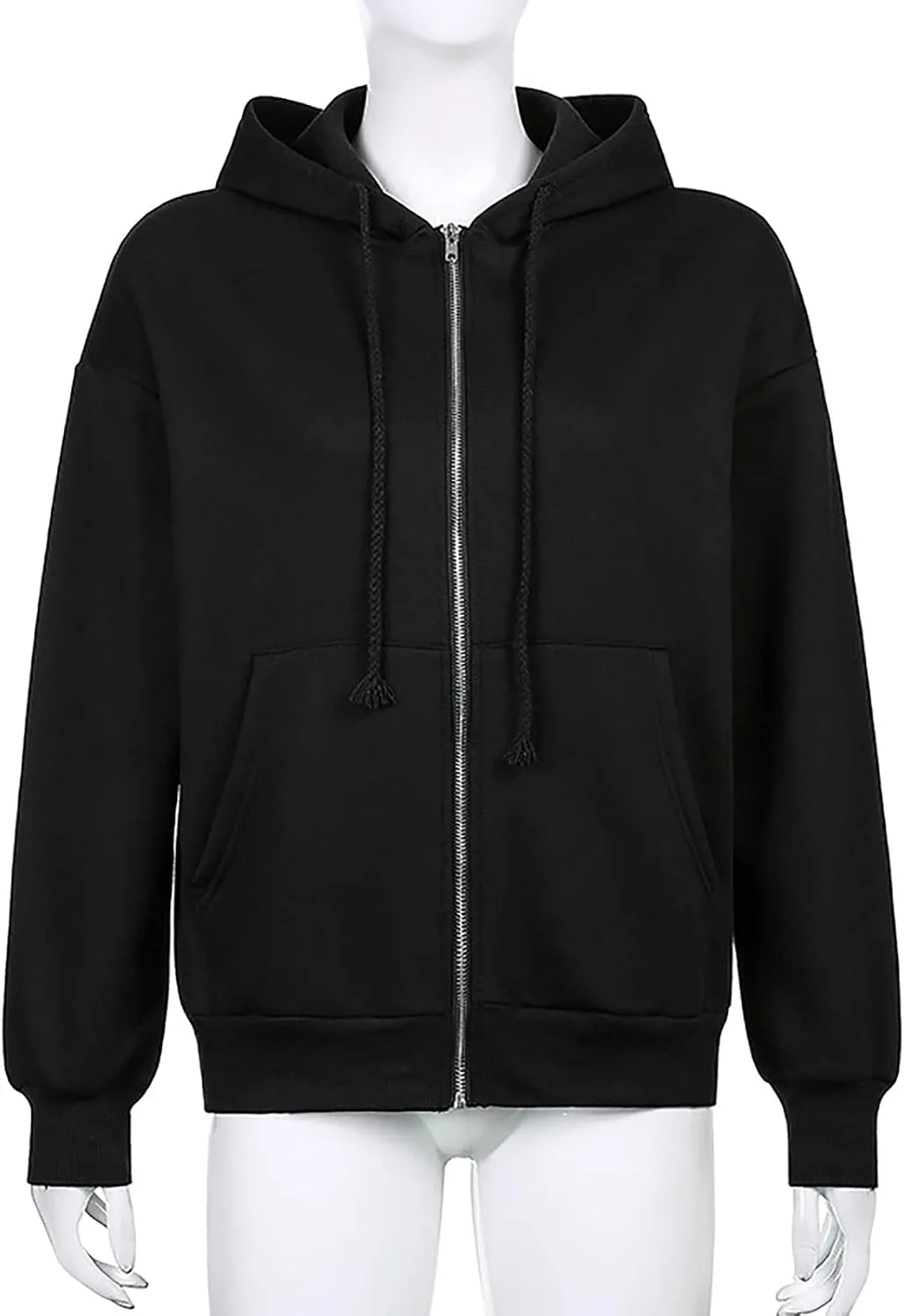 tuduoms Women Casual Zip Up Hoodie Teen Girl Fall Athletic Lightweight Jacket Oversized Sweatshirts Casual Drawstring Clothes