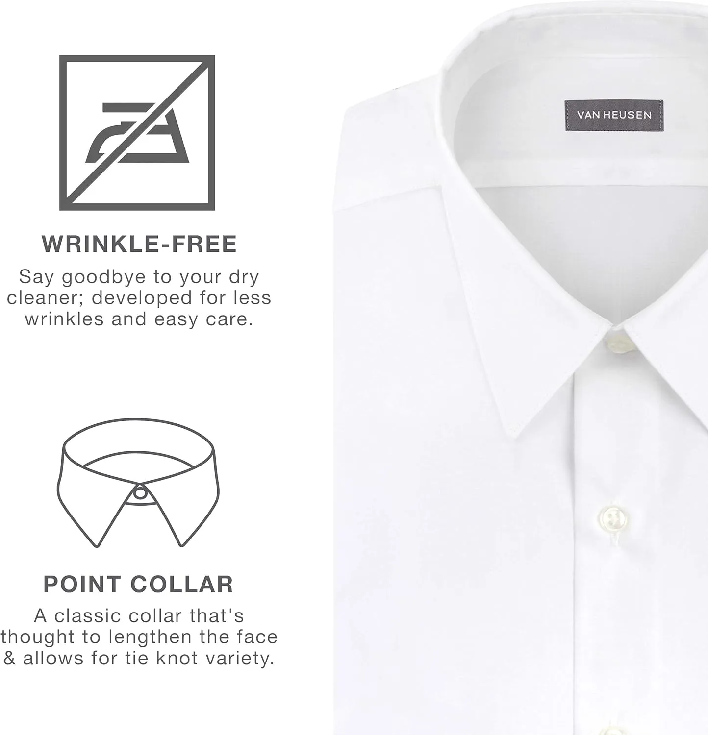 Van Heusen Men's Dress Shirt Fitted Poplin Solid