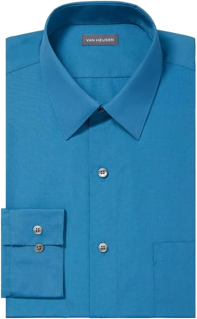Van Heusen Men's Dress Shirt Fitted Poplin Solid