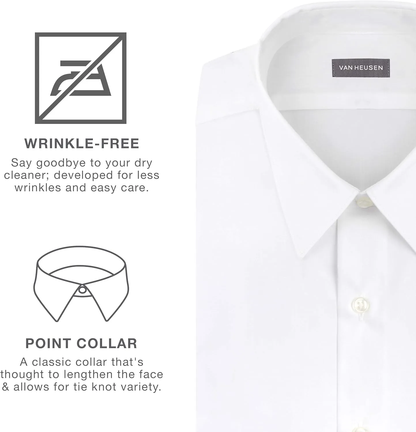Van Heusen Men's Dress Shirt Fitted Poplin Solid
