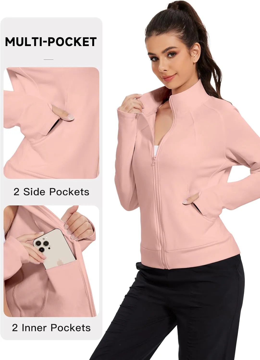 VUTRU Casual Jacket for Women Fleece Zip Up Jacket Tops Long Sleeve Fall Coat Trendy