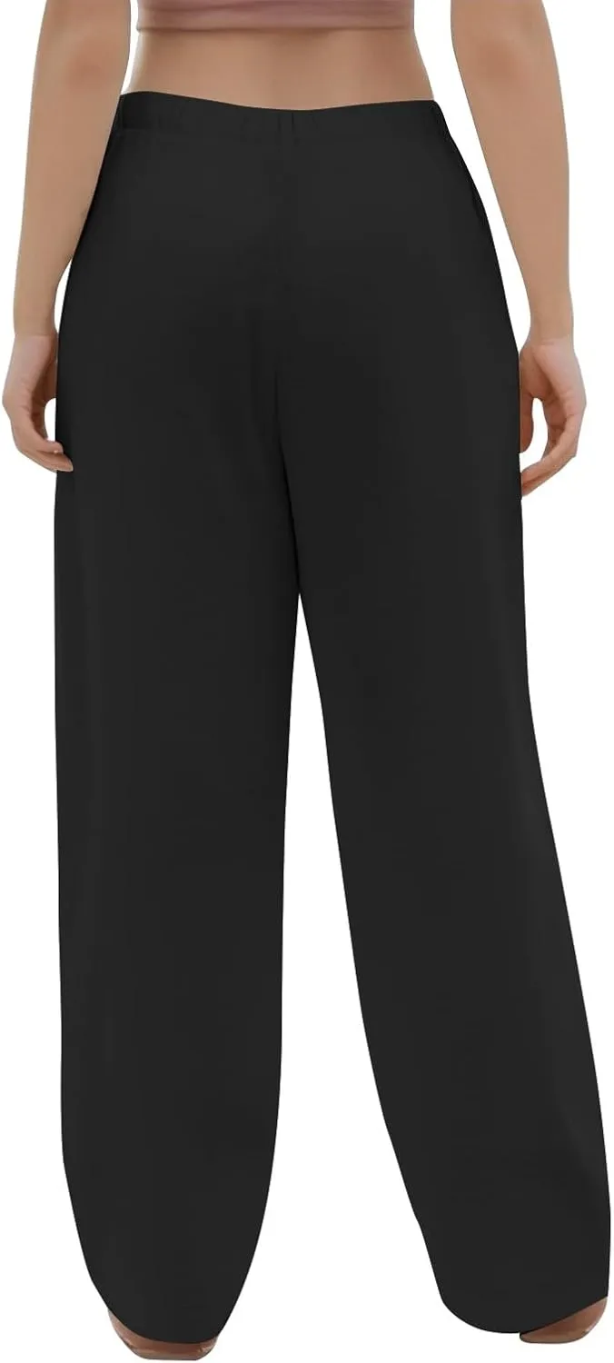 Wide Leg Linen Pants for Women Casual Summer Drawstring Waist Palazzo Pants with Pockets Beach Cover Up Trousers