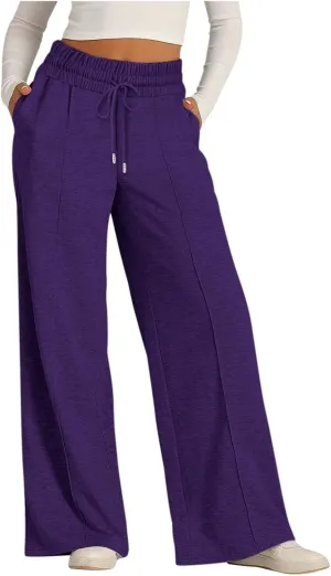 Wide Leg Sweatpants Women High Waist Baggy Sweat Pants Straight Leg Loose Workout Lounge Pants with Pockets