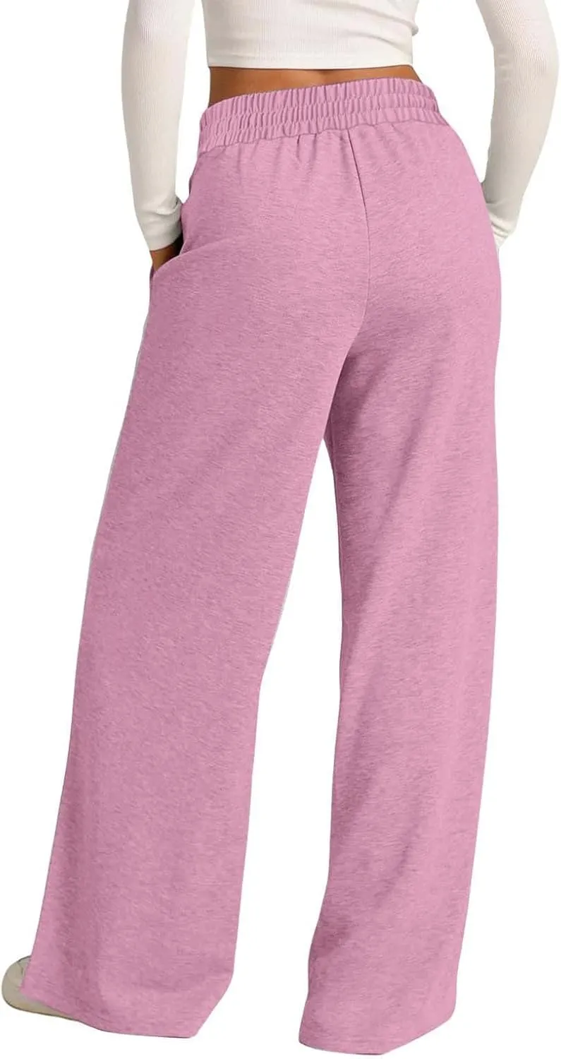 Wide Leg Sweatpants Women High Waist Baggy Sweat Pants Straight Leg Loose Workout Lounge Pants with Pockets