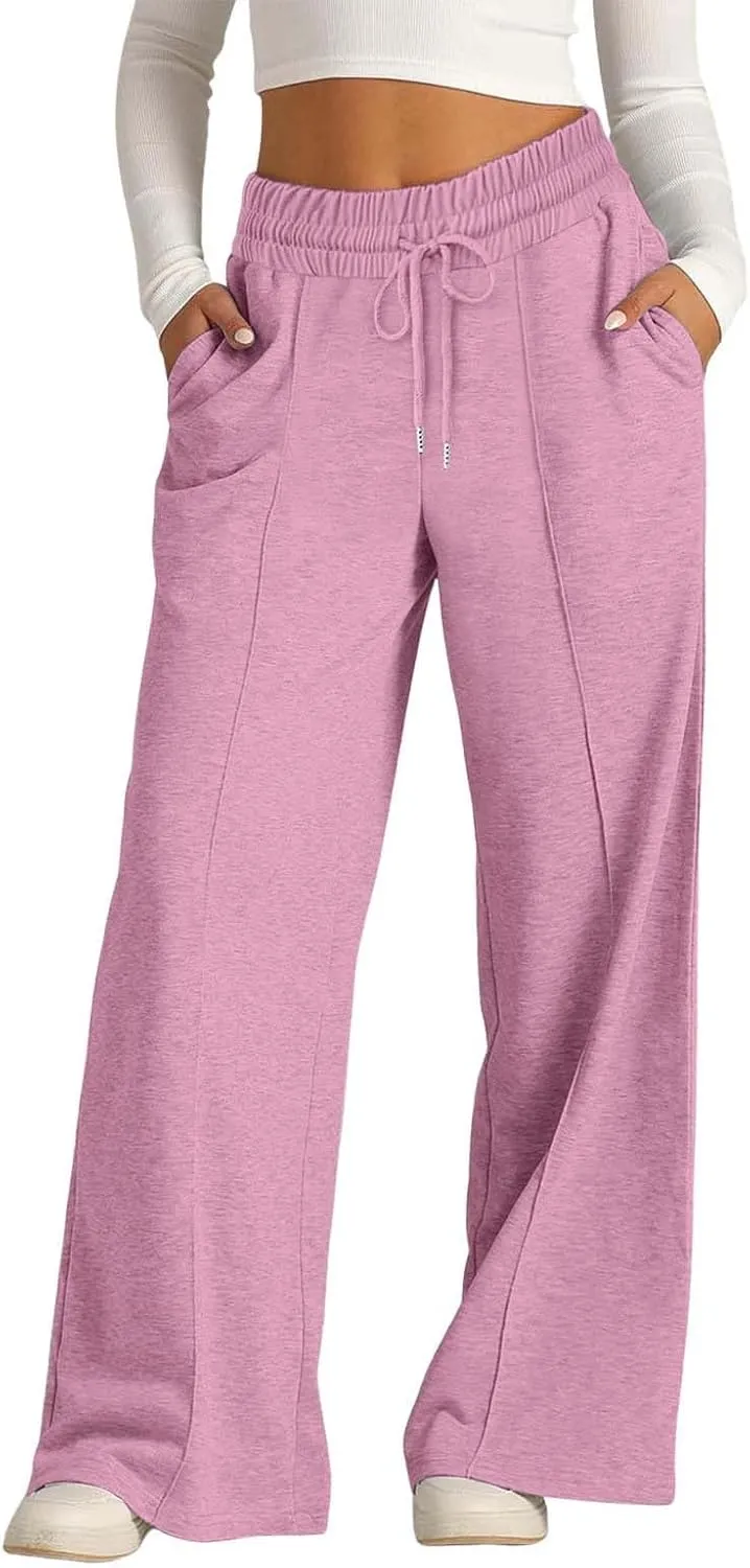 Wide Leg Sweatpants Women High Waist Baggy Sweat Pants Straight Leg Loose Workout Lounge Pants with Pockets