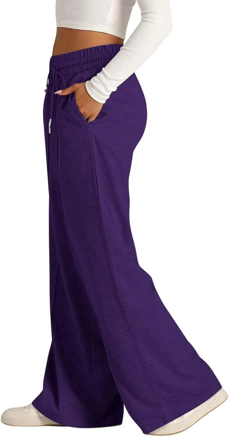 Wide Leg Sweatpants Women High Waist Baggy Sweat Pants Straight Leg Loose Workout Lounge Pants with Pockets