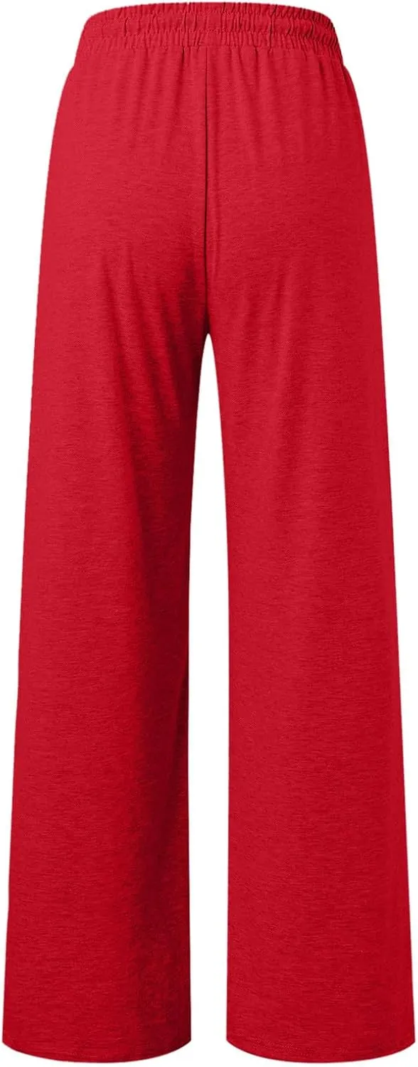 Wide Leg Sweatpants Women High Waist Baggy Sweat Pants Straight Leg Loose Workout Lounge Pants with Pockets
