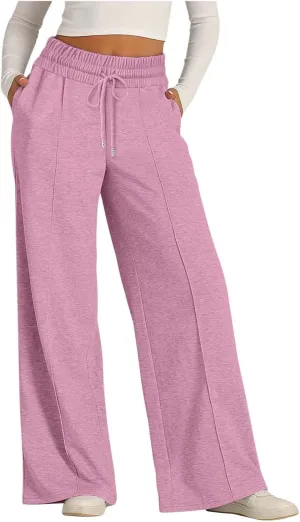 Wide Leg Sweatpants Women High Waist Baggy Sweat Pants Straight Leg Loose Workout Lounge Pants with Pockets
