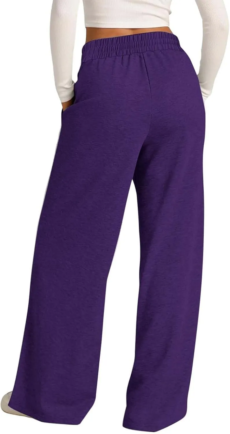 Wide Leg Sweatpants Women High Waist Baggy Sweat Pants Straight Leg Loose Workout Lounge Pants with Pockets