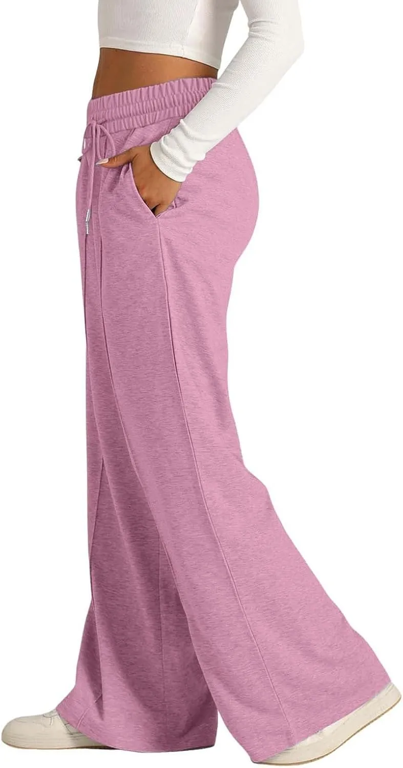 Wide Leg Sweatpants Women High Waist Baggy Sweat Pants Straight Leg Loose Workout Lounge Pants with Pockets