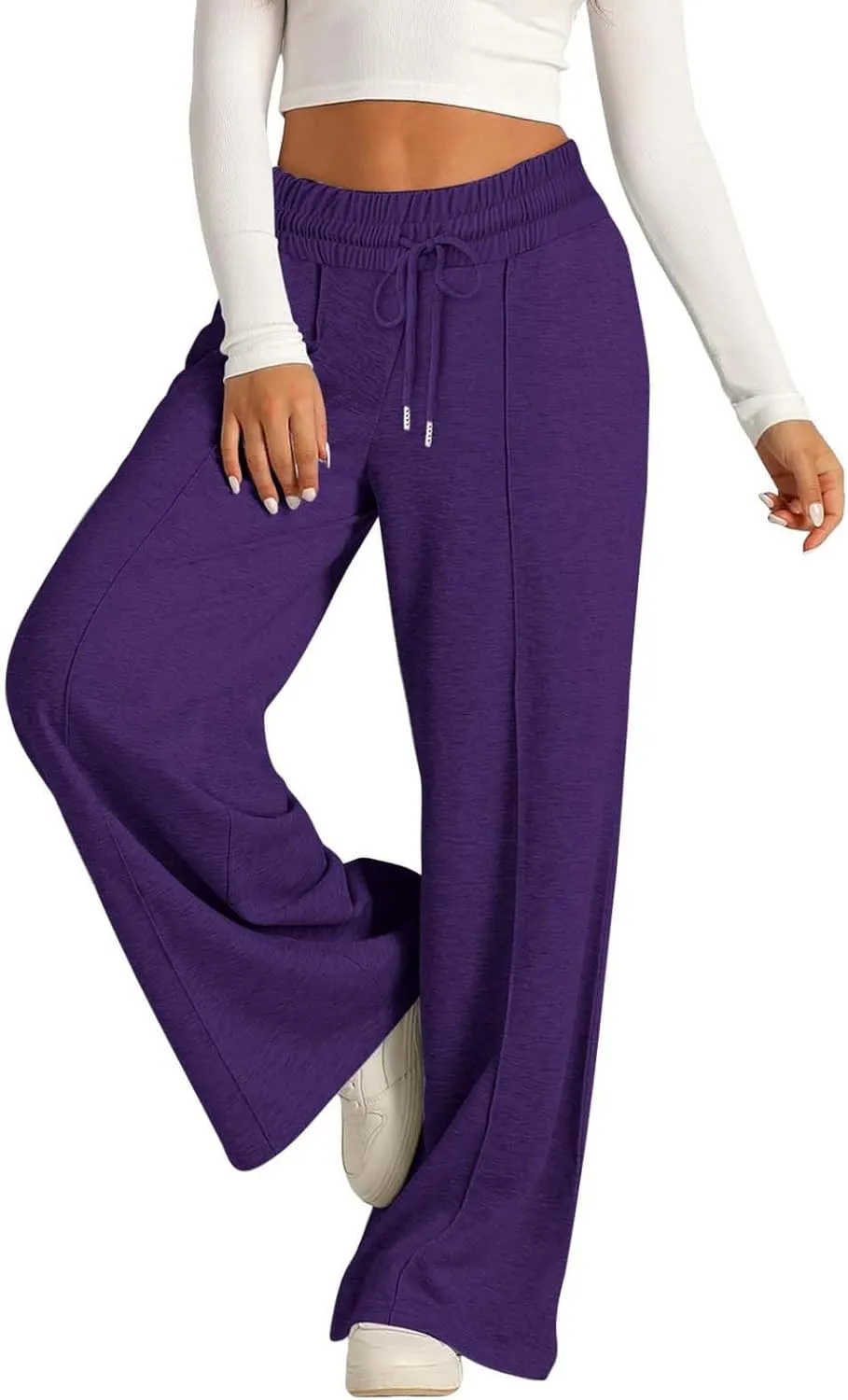 Wide Leg Sweatpants Women High Waist Baggy Sweat Pants Straight Leg Loose Workout Lounge Pants with Pockets