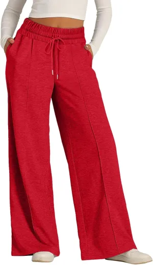 Wide Leg Sweatpants Women High Waist Baggy Sweat Pants Straight Leg Loose Workout Lounge Pants with Pockets