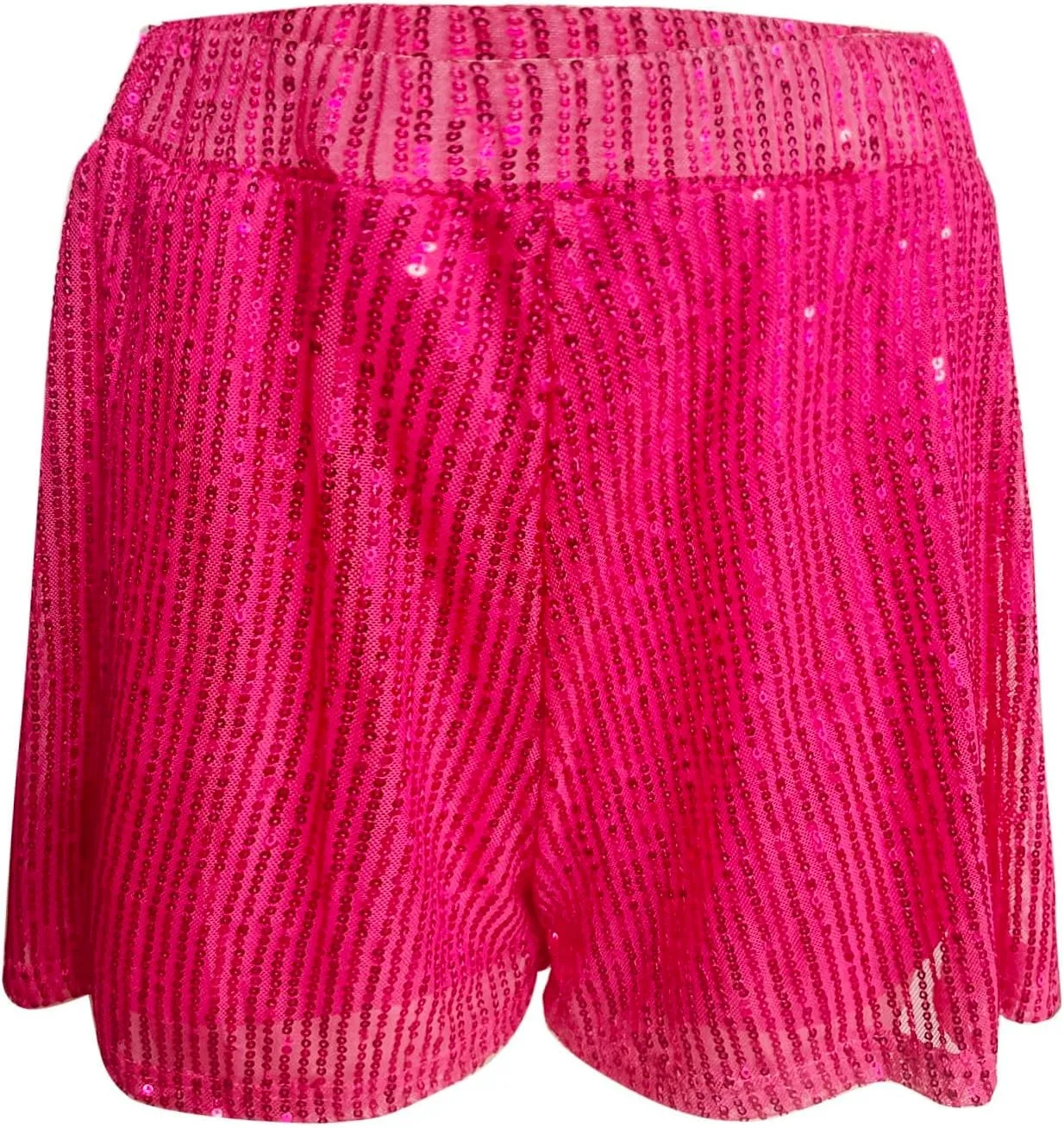 Women Sparkly Sequin Skorts Glitter Elastic High Waisted Sparkle Flowy Shorts Pleated Wide Leg Skirts for Rave Parties