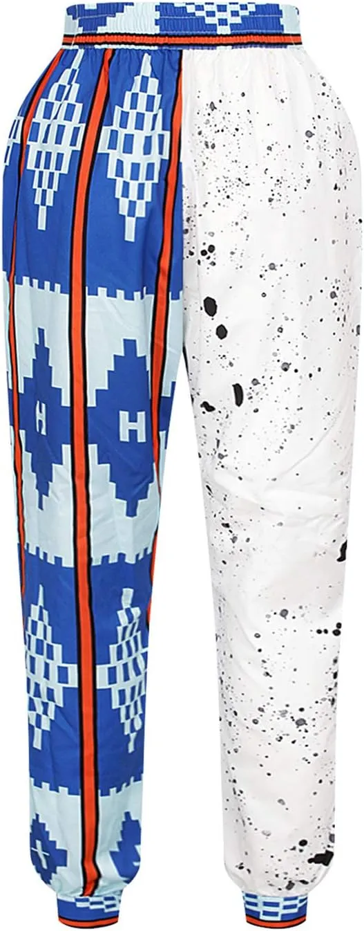 Womens Boho African Print Pants Casual High Waist Jogger Harem Pants Trousers