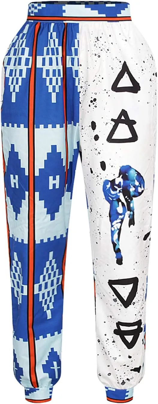 Womens Boho African Print Pants Casual High Waist Jogger Harem Pants Trousers