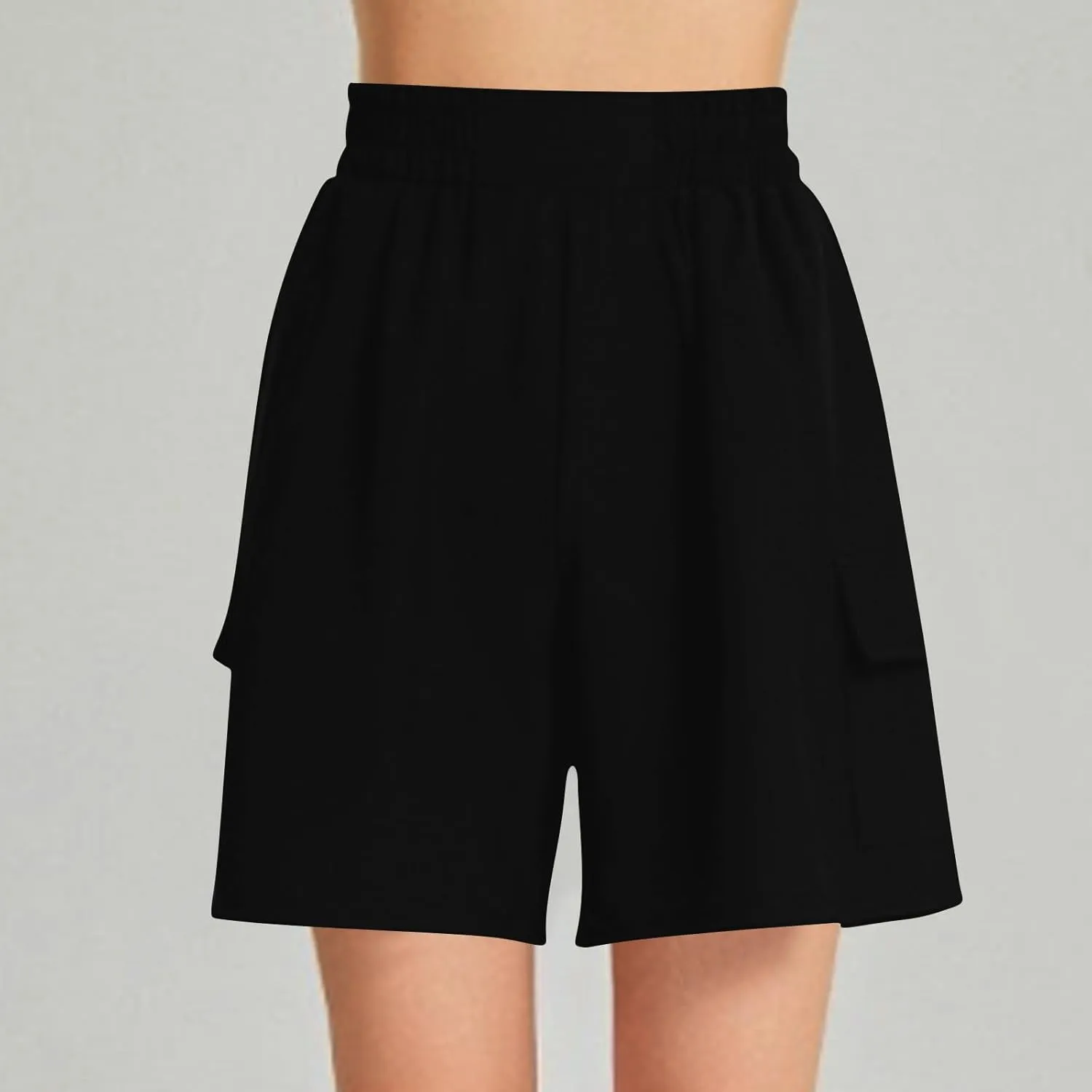 Women's Cargo Shorts Summer High Waisted Casual Trendy Workout Hiking Bermuda Shorts Knee Length Pants with Pockets