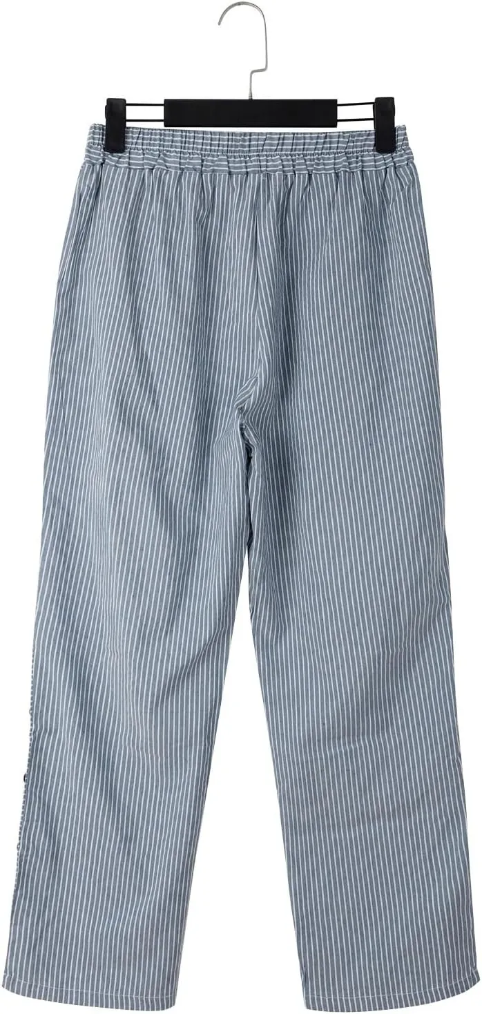 Women's Cotton Linen Pants Lightweight Quick Dry Palazzo Pants Casual Elastic Waist Lounge Crop Pants Trousers Pocket
