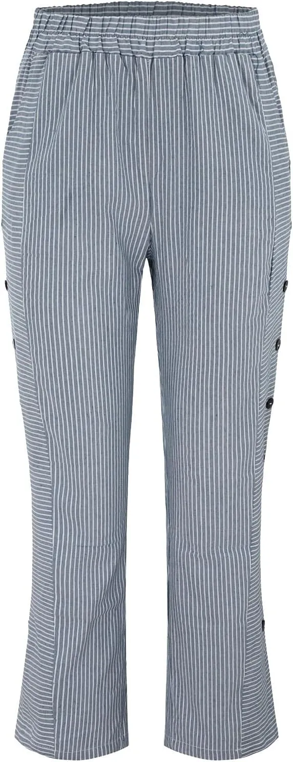 Women's Cotton Linen Pants Lightweight Quick Dry Palazzo Pants Casual Elastic Waist Lounge Crop Pants Trousers Pocket