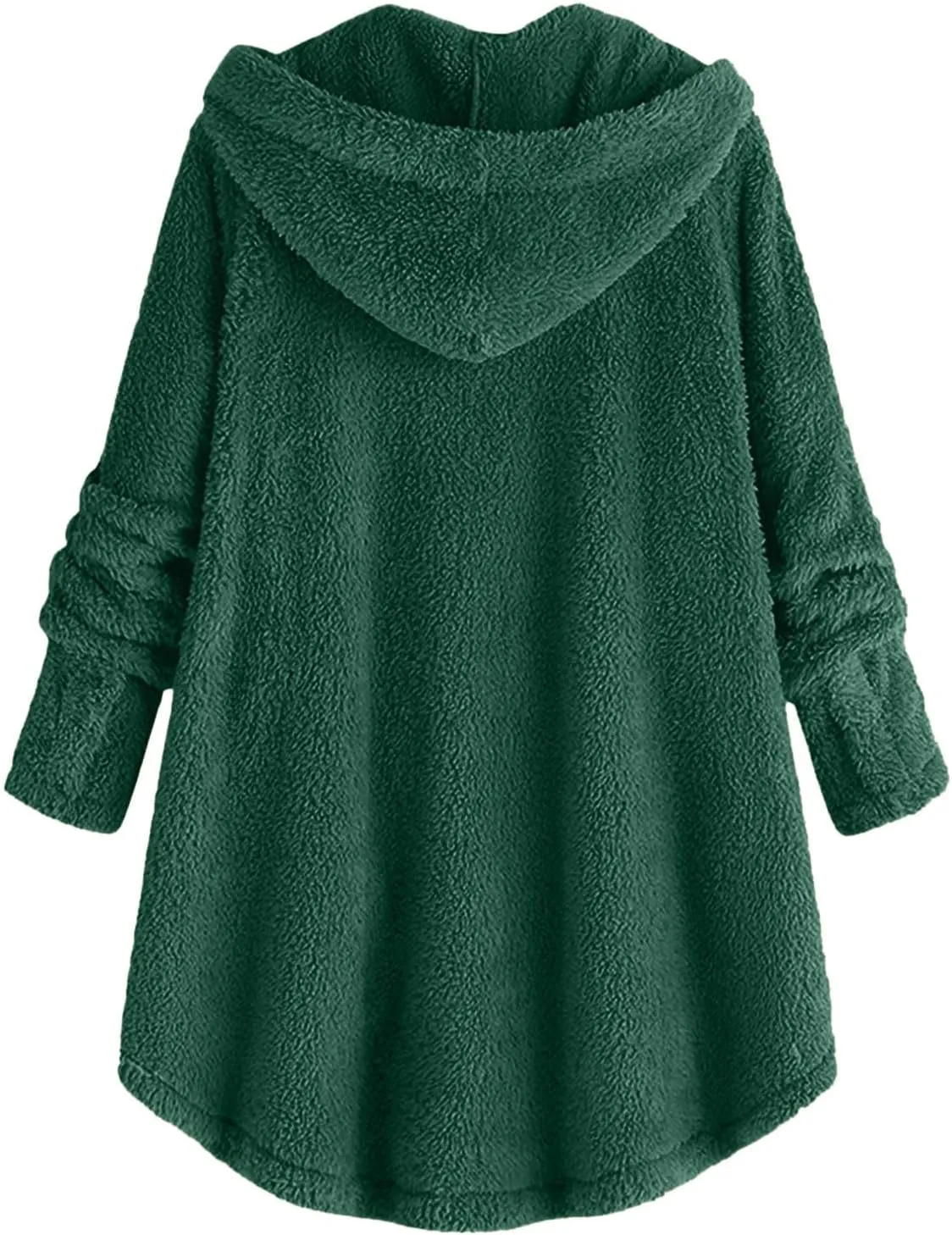Women's Fuzzy Fleece Coat Plus Size Shearling Jacket Oversized Hoodie Sweater Coat Button Down Outerwear with Pockets