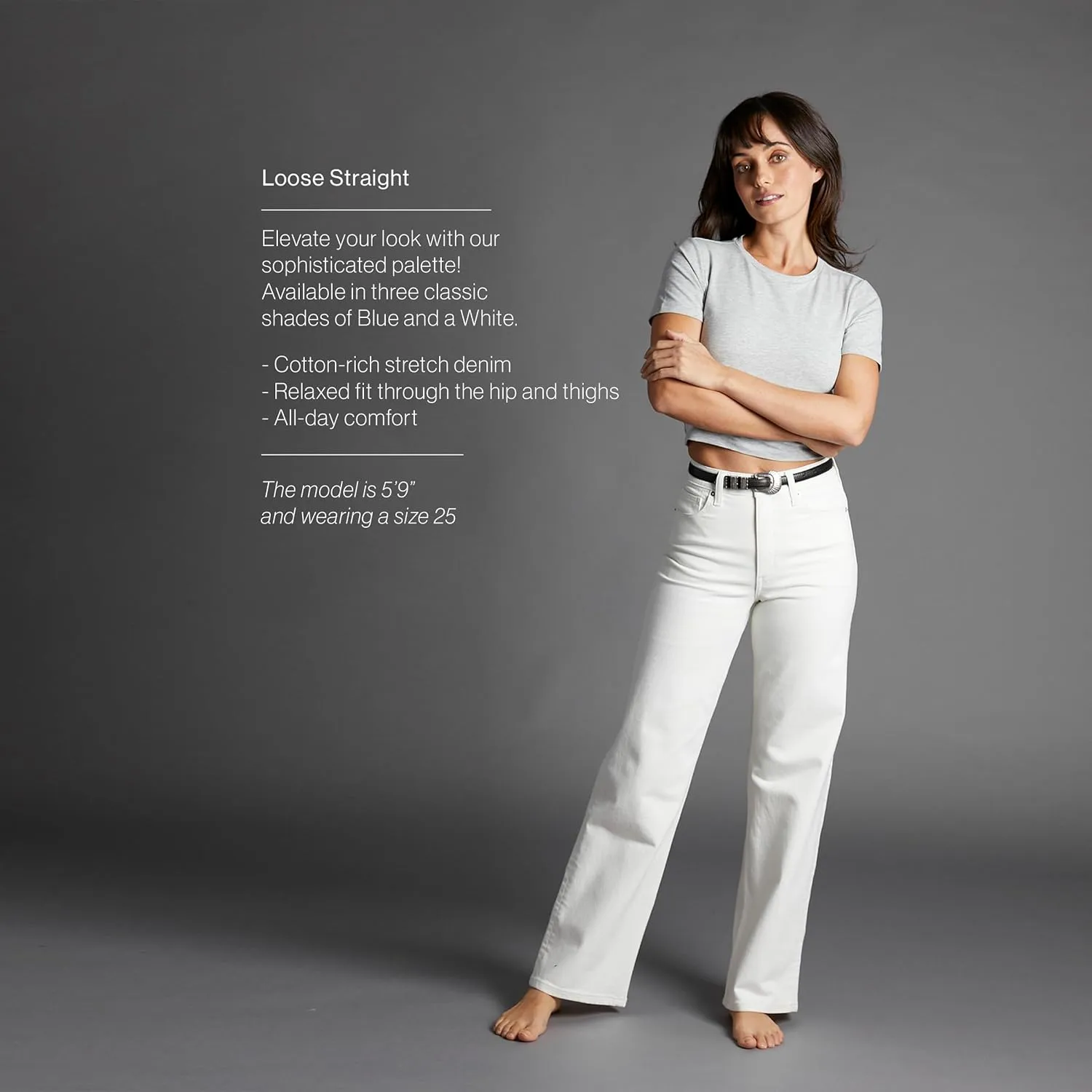 Women's High Rise Loose Straight Jeans Wide Legs Pants