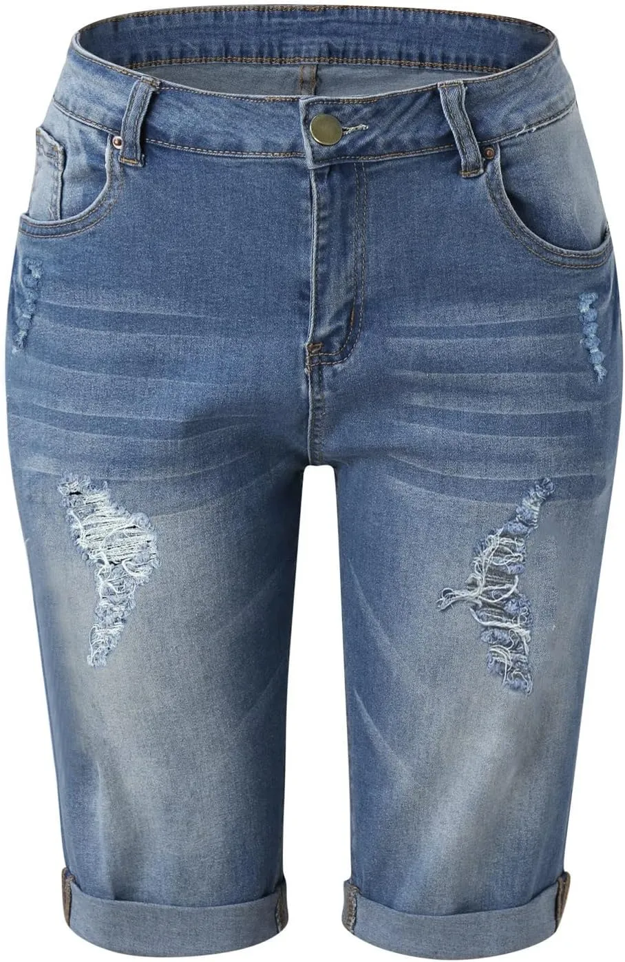 Womens Jean Shorts Cut Off Denim Shorts High Waisted Ripped Distressed Casual Summer Stretchy Ripped Shorts