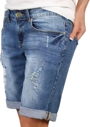Womens Jean Shorts Cut Off Denim Shorts High Waisted Ripped Distressed Casual Summer Stretchy Ripped Shorts