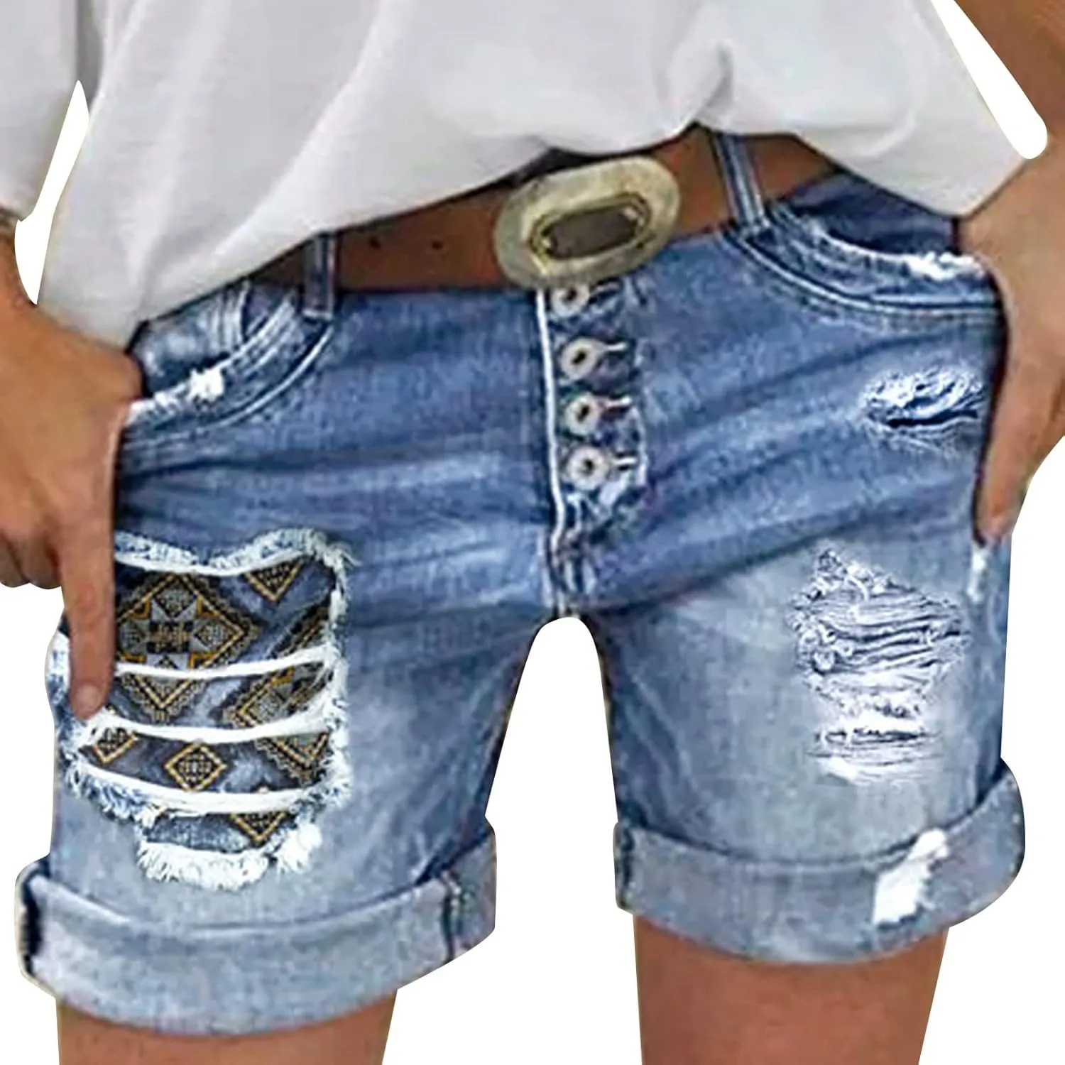 Women's Jean Shorts Stretchy High Waisted Crossover Sloping Waistband Denim Shorts Y2K Trendy Casual Summer Clothes