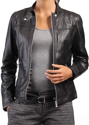 Womens Leather Jacket Bomber Motorcycle Biker Real Lambskin Leather Jacket for Womens 85