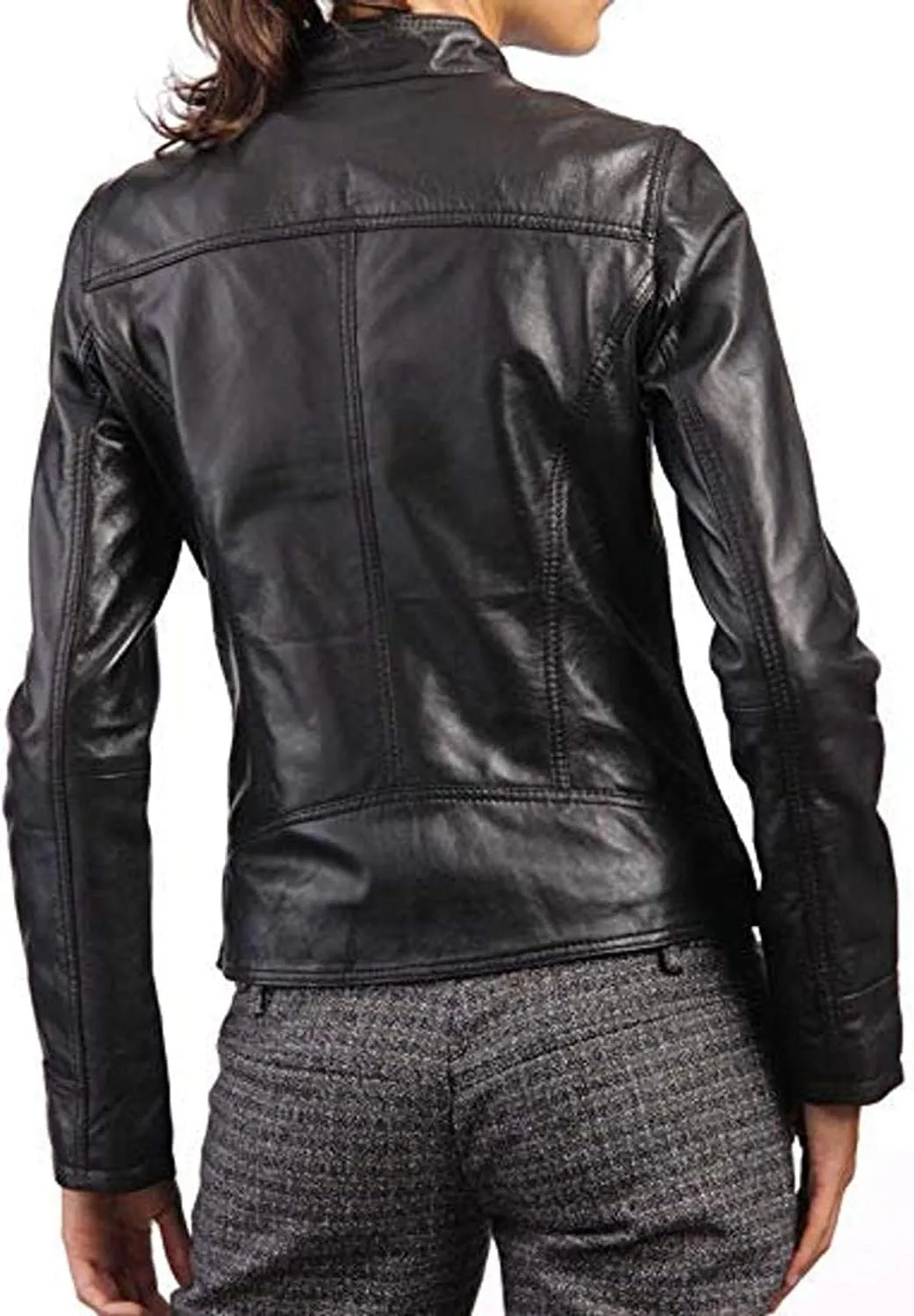 Womens Leather Jacket Bomber Motorcycle Biker Real Lambskin Leather Jacket for Womens 85