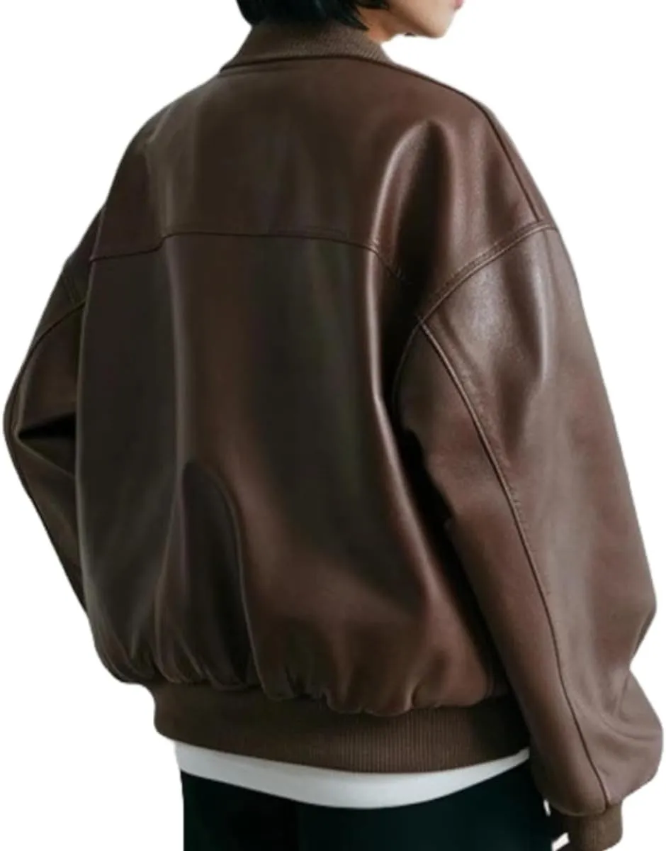 Women's Oversized Leather Jacket, Women's Oversized Leather Bomber Jacket, Premuim Plus Size Womens Jacket