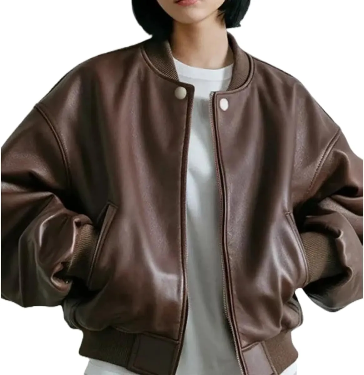 Women's Oversized Leather Jacket, Women's Oversized Leather Bomber Jacket, Premuim Plus Size Womens Jacket