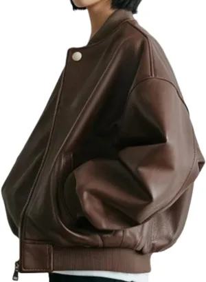 Women's Oversized Leather Jacket, Women's Oversized Leather Bomber Jacket, Premuim Plus Size Womens Jacket
