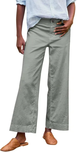 Womens Pants, Peasant Pants Casual Linen Plaid Straight Leg Side Button Drawstring