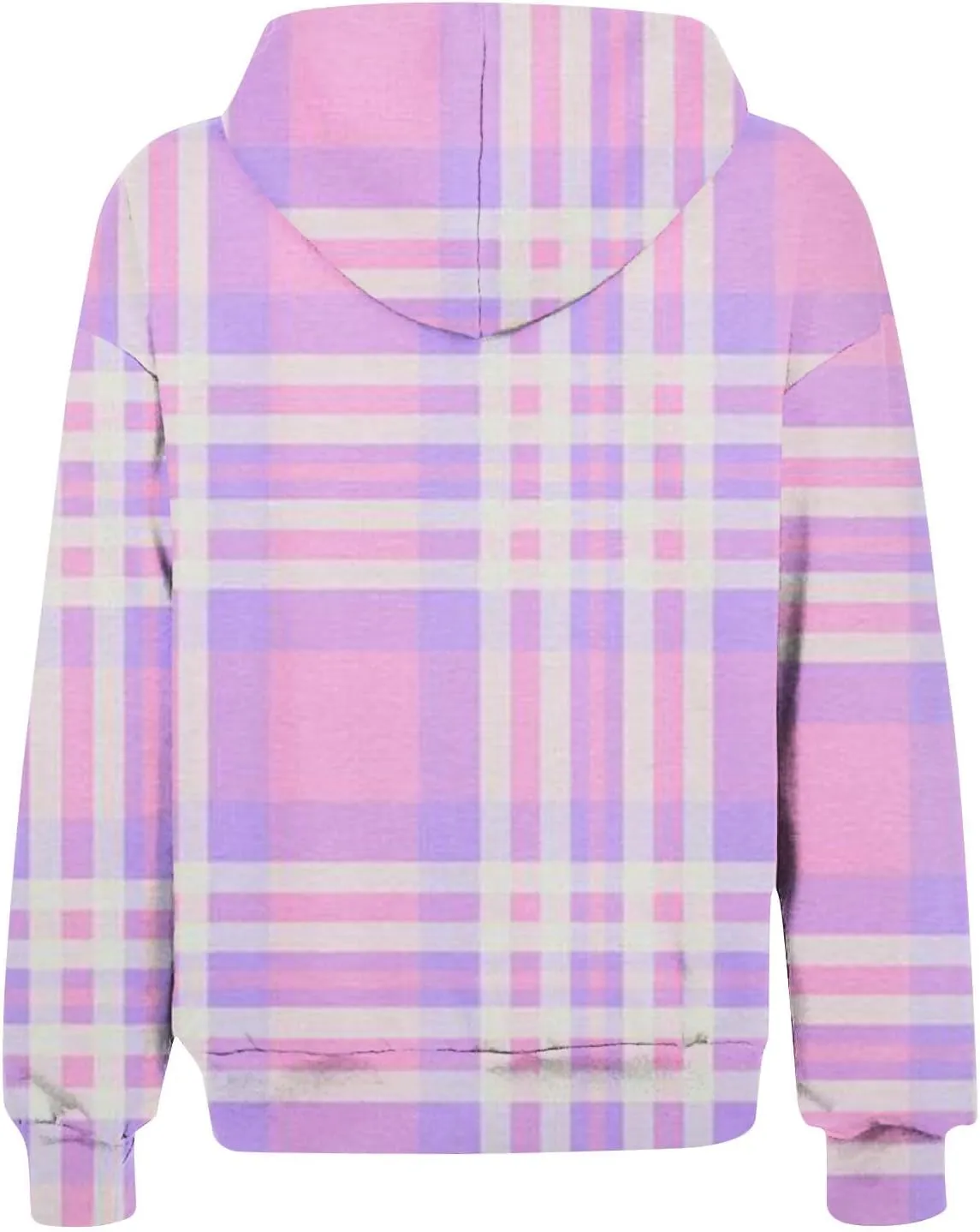 Womens Plaid Jackets 2025 Zipper Hooded Plaid Drawstring Sweatshirt Loose Long Sleeve Oversized Plaid Hoodie Jackets