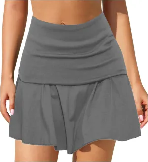Women's Plain Pleated Skirt Women's Sports Waistband Skirt A Line Leopard Midi Skirt